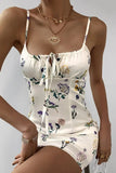Sexy Floral Frenulum Square Collar Printed Dress Dresses(3 Colors)