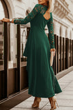 Celebrities Elegant Patchwork Lace Solid Color V Neck A Line Dresses(3 Colors)