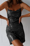 Sexy Party Solid Sequins Backless U Neck Sling Dress Dresses