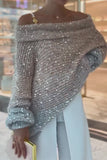 Casual Solid Sequins Sequined Off the Shoulder Tops