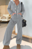 Casual Simplicity Solid Draw String Pocket Hooded Collar Loose Jumpsuits(3 Colors)