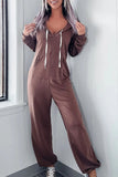 Casual Simplicity Solid Draw String Pocket Hooded Collar Loose Jumpsuits(3 Colors)