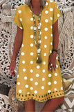 Casual Polka Dot Printing V Neck A Line Dresses
