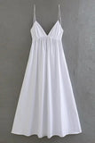 Sexy Simplicity Solid Backless Fold V Neck Sling Dress Dresses