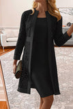 Elegant Solid Lace Hollowed Out Long Sleeve Two Pieces