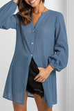 Casual Solid Buttons V Neck Blouses(3 Colors)