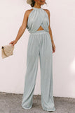 Casual Solid Asymmetrical Halter Sleeveless Two Pieces