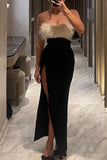 Sexy Solid Feathers Backless Contrast Strapless Irregular Dresses(Mainly Real Pictures)