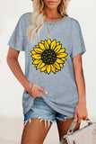 Casual Print Flowers O Neck T-Shirts