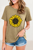 Casual Print Flowers O Neck T-Shirts