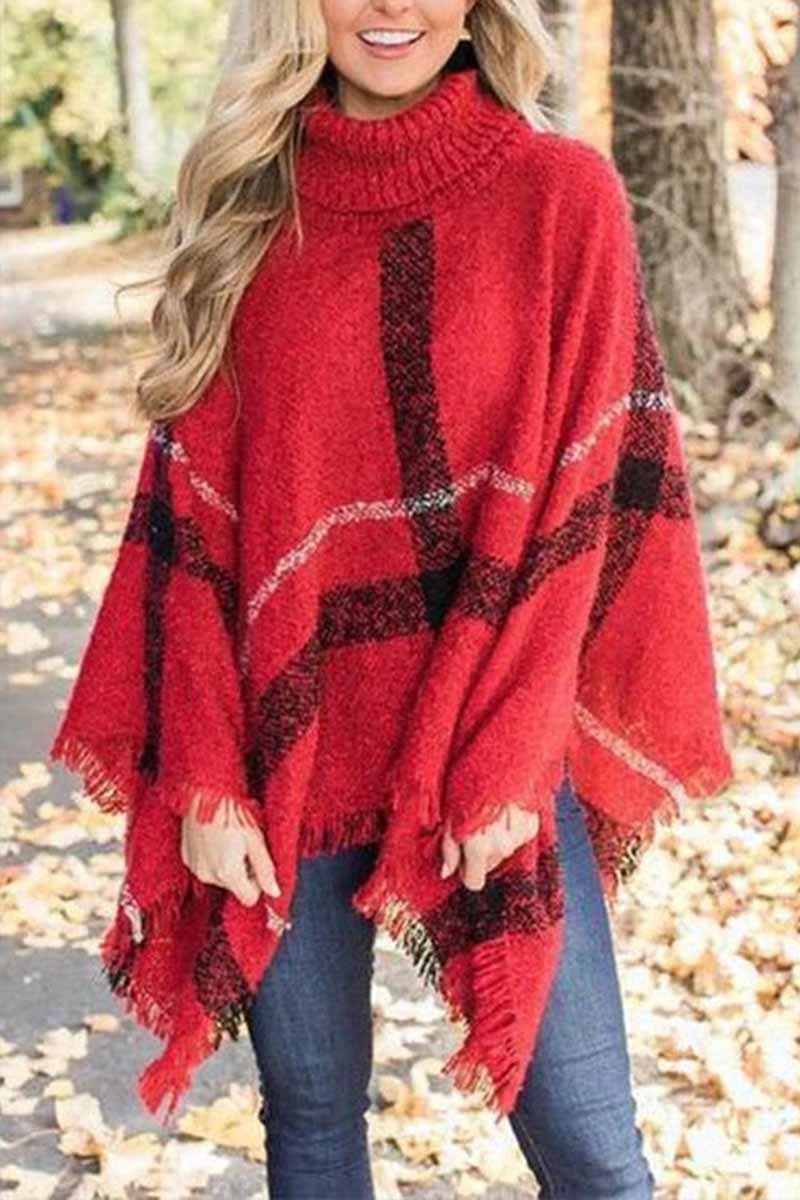 Chicindress Knitted Contrast Tassel Cloak(5 Colors)