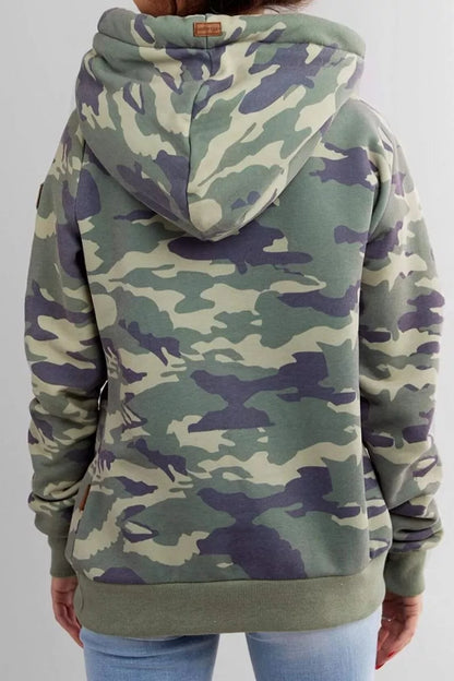 Chicindress Camouflage Loose Hooded Sweatshirt Tops