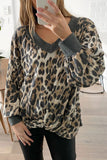 Fashion Street Leopard Patchwork V Neck Hoodies(4 Colors)