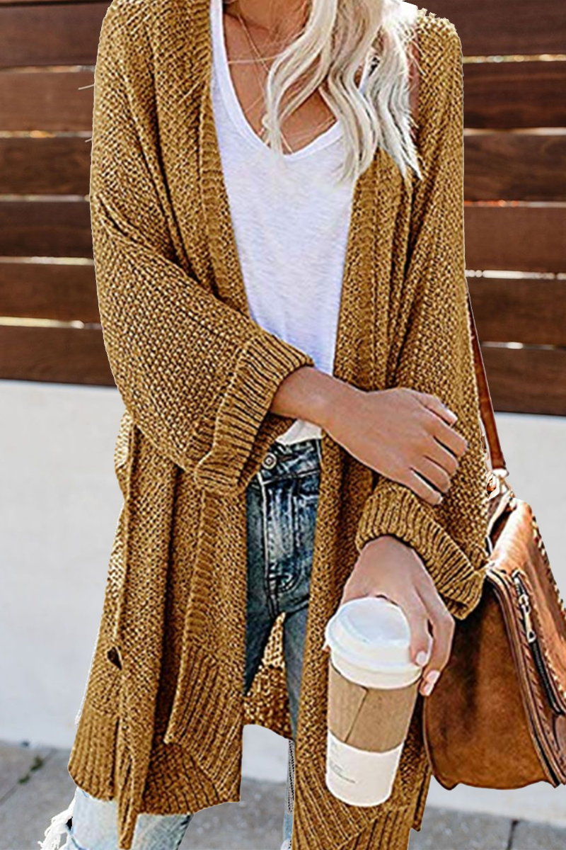 Casual Solid Hollowed Out Sweaters Cardigans(10 Colors)