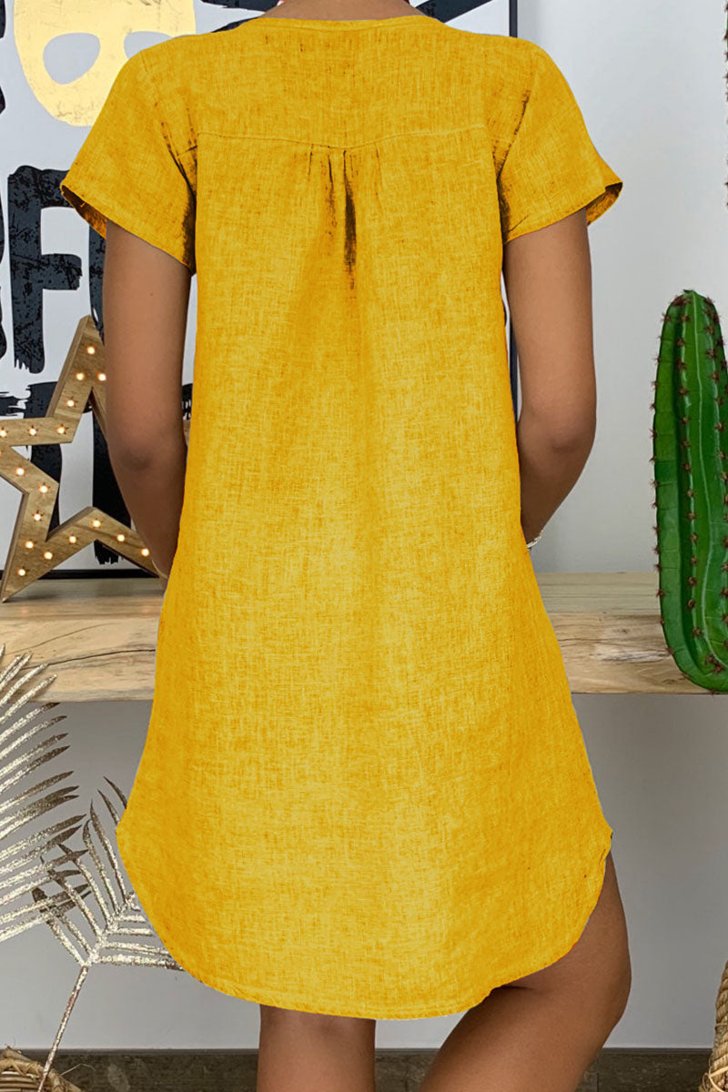 Fashion Casual Solid Patchwork V Neck Lantern Skirt Dresses(8 Colors)