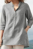 Fashion Casual Solid Patchwork Mandarin Collar Tops(3 Colors)