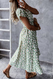 Fashion Bohemian Print V Neck Irregular Dresses(4 Colors)