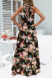 Elegant Floral Hollowed Out Frenulum Halter Irregular Dress Dresses(3 Colors)