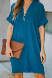 Fashion Solid Hollowed Out V Neck A Line Dresses(5 Colors)