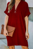 Fashion Solid Hollowed Out V Neck A Line Dresses(5 Colors)