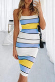Casual Striped Spaghetti Strap Pencil Skirt Dresses