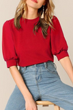 Casual Solid Patchwork O Neck Tops(9 Colors)