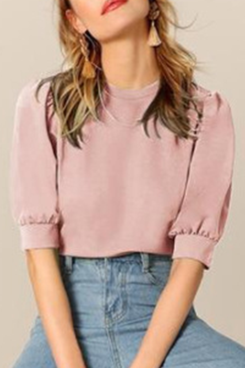Casual Solid Patchwork O Neck Tops(9 Colors)