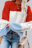 Fashion Solid Split Joint O Neck Tops(4 Colors)