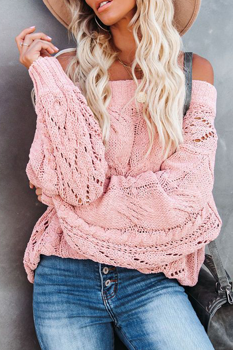 Casual Street Solid Patchwork Off the Shoulder Sweater(5 Colors)