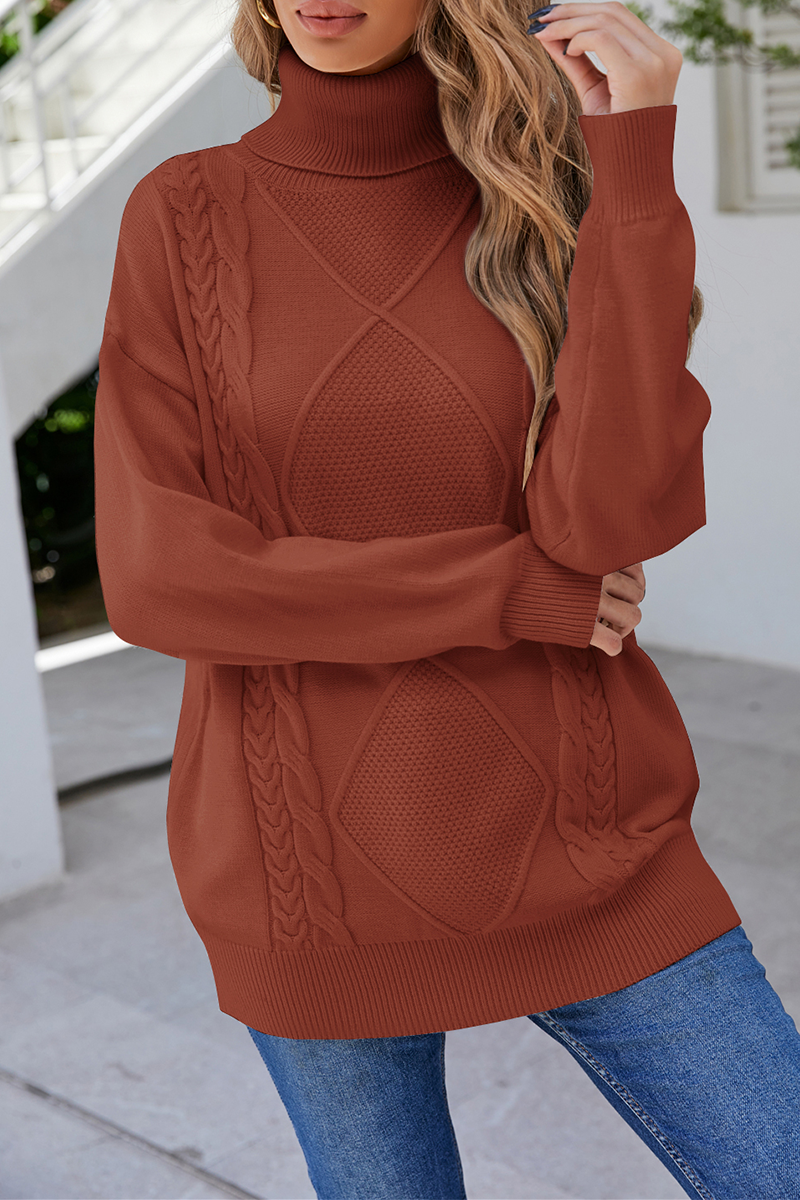 Casual Solid Patchwork Turtleneck Sweaters(4 Colors)