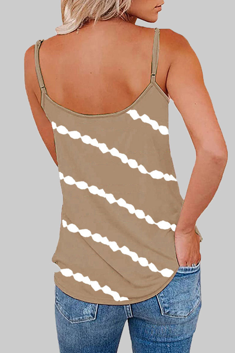 Casual Striped Print V Neck Tops(6 Colors)