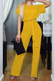 Casual Elegant Solid Strap Design O Neck Straight Jumpsuits(7 Colors)