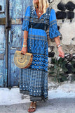 Fashion Bohemian Print V Neck A Line Dresses(3 Colors)