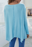 Casual Solid Patchwork Asymmetrical V Neck Tops
