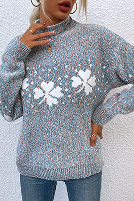 Casual Snowflakes Basic Half A Turtleneck Sweaters(5 Colors)
