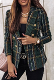 Casual Print Patchwork Buckle Turn-back Collar Outerwear