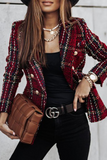 Casual Print Patchwork Buckle Turn-back Collar Outerwear