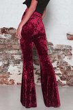 Casual Solid  High Waist Wide Leg Color Bottoms