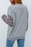 Casual Leopard Hollowed Out Patchwork V Neck Tops