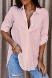 Casual Solid Patchwork Turndown Collar Blouses (4 Colors)
