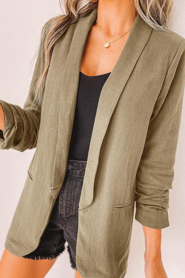 Casual Elegant Solid Patchwork Pocket Turndown Collar Outerwear(12 Colors)