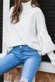 Casual Solid Patchwork Turtleneck Sweater