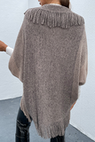 Casual Elegant Striped Tassel Split Joint Turndown Collar Tops Sweater