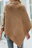 Casual Solid Patchwork Buttons Asymmetrical Turtleneck Outerwear