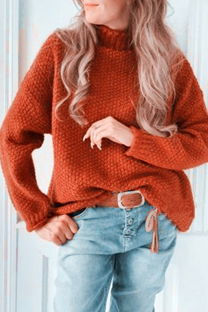 Casual Solid Patchwork Basic Half A Turtleneck Sweater(4 Colors)