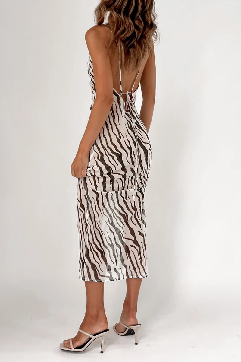 Sexy Animal Print Leopard Spaghetti Strap Pencil Skirt Dresses