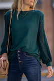 Fashion Solid Patchwork O Neck Tops