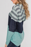 Casual Striped Split Joint Hooded Collar Tops(4 Colors)