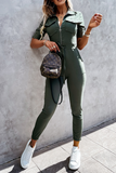 Casual Solid Turndown Collar Skinny Jumpsuits(3 Colors)
