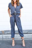 Casual Solid V Neck Straight Jumpsuits(3 Colors)